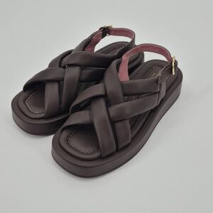 Lorenzo Mari Women's Leather Brown Sandal Size 9-9.5